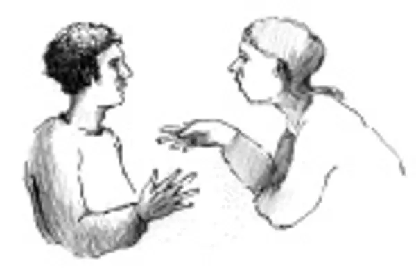 zwei Personen sprechen miteinander