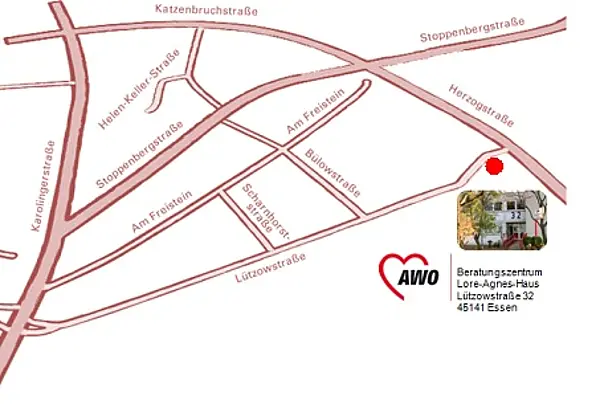 Wegbeschreibung zum Beratungszentrum Lore-Agnes-Haus