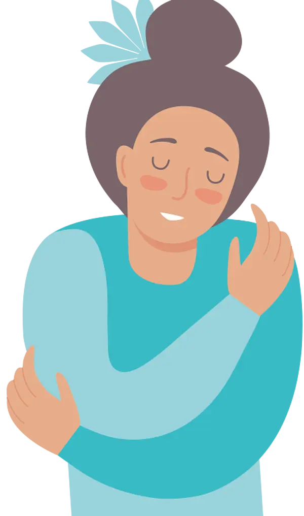 Zeichnung einer Frau, die sich selbst umarmt